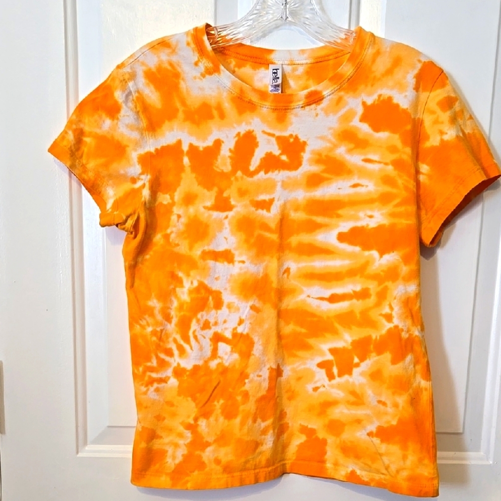 Bella, Short Sleeve Tee, XL, X-Large, Orange Tie Dye, 100% Cotton, USA Made